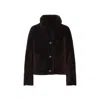 Yves Salomon Deep Grenat Lamb Shearling Jacket With Pointed Collar In Multi
