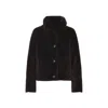 Yves Salomon Deep Grenat Lamb Shearling Jacket With Pointed Collar In Black