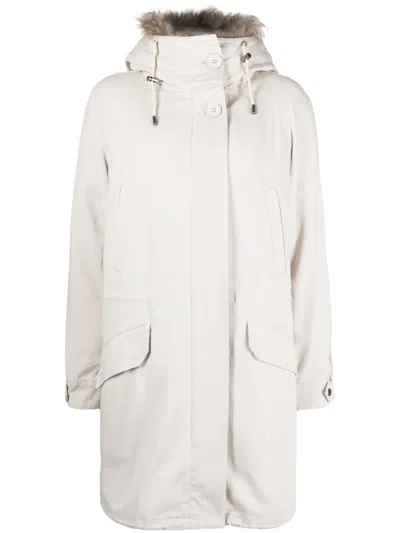 Yves Salomon Detachable-hood Midi Parka In Neutrals