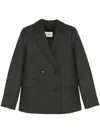 Yves Salomon Double Breasted Blazer In Grau