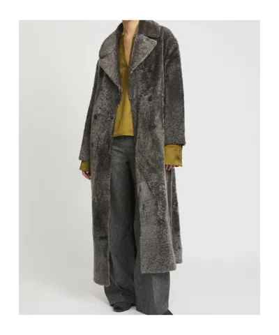 Yves Salomon Double-breasted Coat In Black