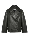 Yves Salomon Double-breasted Leather Jacket In Black