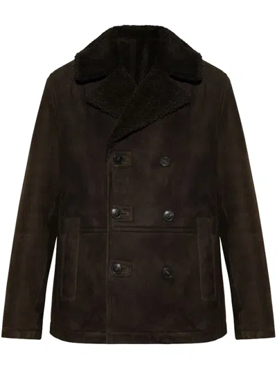 YVES SALOMON DOUBLE-BREASTED LEATHER JACKET