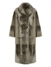 Yves Salomon Double-breasted Patchwork Coat In Gray