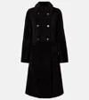 Yves Salomon Double-breasted Shearling Coat In Black