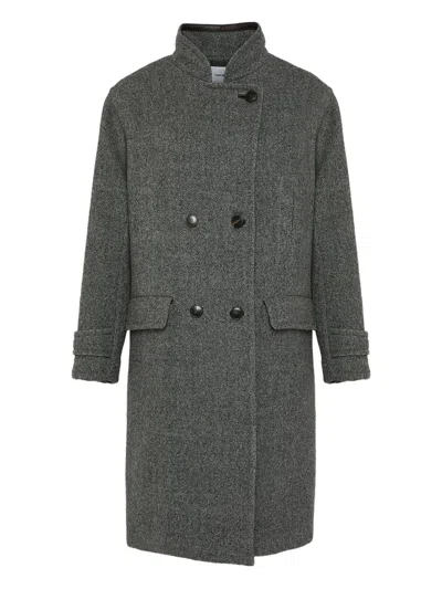 Yves Salomon Double-breasted Virgin-wool Coat In Gray