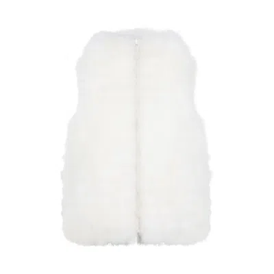 YVES SALOMON DOUBLE-FACED WHITE LAMB GILET WITH QUILTED DESIGN