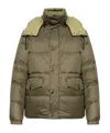 Yves Salomon Hooded Puffer Jacket In Green