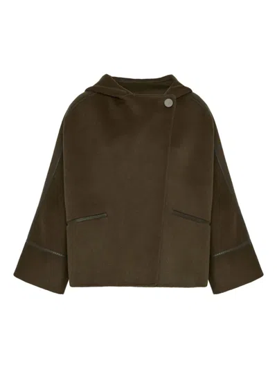 Yves Salomon Double-sided Hooded Jacket In Brown