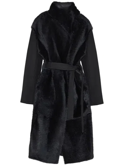 Yves Salomon Double-sided Lacon-lambskin Coat In Black