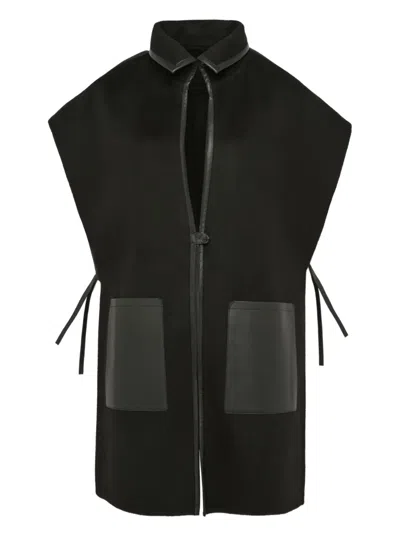 Yves Salomon Double-sided Leather-wool Bib In Black