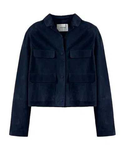 Yves Salomon Double-sided Velvet Lambskin Short Leather Jacket In Black