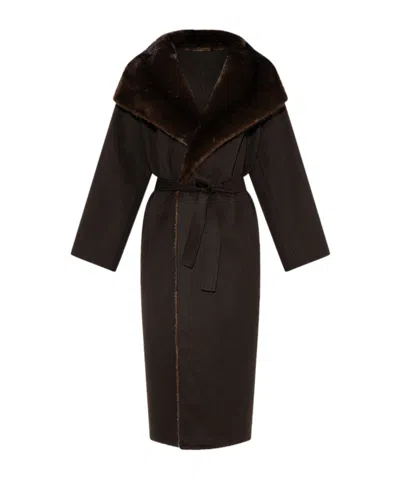 Yves Salomon Double-faced Wool Coat: Cashmere And Mink Fur In Brown