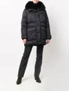 Yves Salomon Black Down Vaporous Lambswool Jacket In Black
