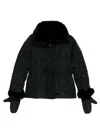 Yves Salomon Doudoune Short Down Jacket With Fur Inserts And Belt Clothing In Black