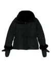Yves Salomon Doudoune Short Down Jacket With Fur Inserts And Belt Clothing In Black
