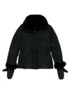 Yves Salomon Doudoune Short Down Jacket With Fur Inserts And Belt Clothing In Black