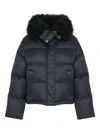 Yves Salomon Doushort Down Jacket Fluffy Lambswool Trimdoune 60cm Clothing In Black