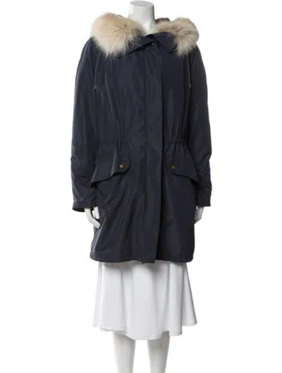 Pre-owned Yves Salomon Down Coat In Blue