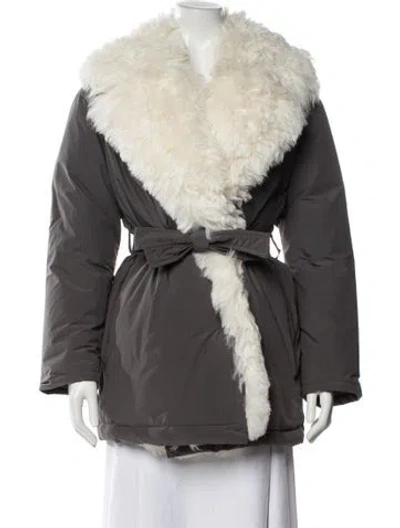 Pre-owned Yves Salomon Down Coat In Gray