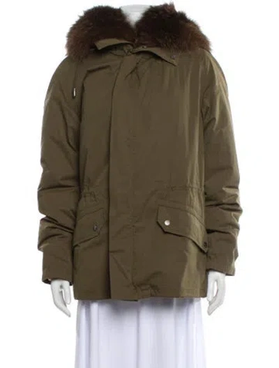 Pre-owned Yves Salomon Down Coat In Green