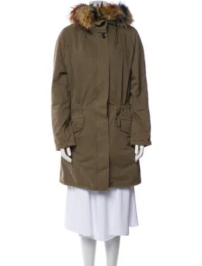 Pre-owned Yves Salomon Down Coat In Green