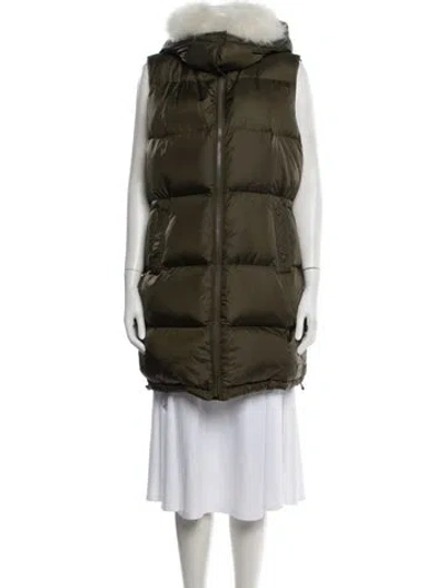 Pre-owned Yves Salomon Down Coat In Green