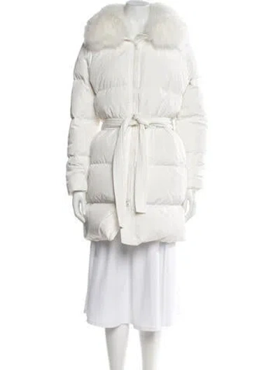 Pre-owned Yves Salomon Down Coat In White