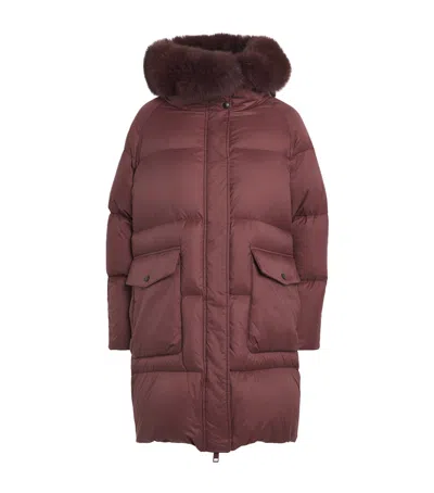 Yves Salomon Down Fox Fur-trim Puffer Jacket In Red
