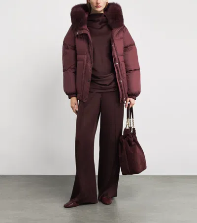 Yves Salomon Down Fox Fur-trim Puffer Jacket In Red