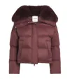 Yves Salomon Down Fox Fur-trim Short Puffer Jacket In Brown