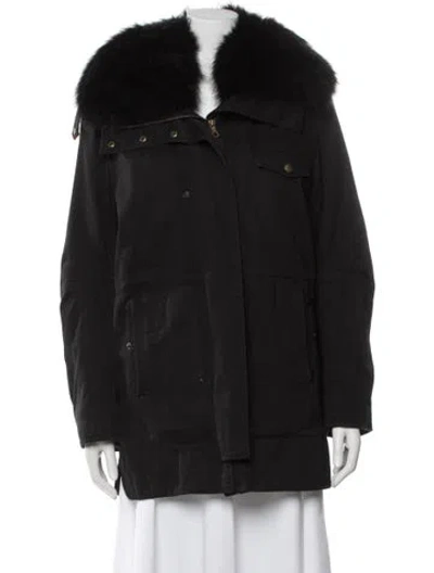 Pre-owned Yves Salomon Down Fur Coat In Black