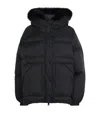 Yves Salomon Down-fur Technical Puffer Jacket In Black