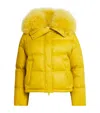 Yves Salomon Down-fur Technical Puffer Jacket In Yellow