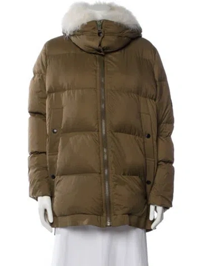 Pre-owned Yves Salomon Down Jacket In Green