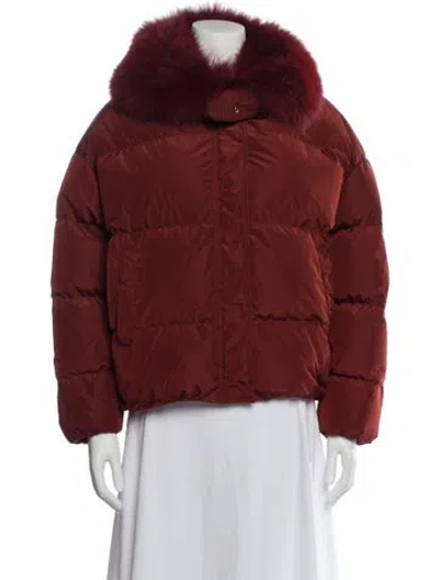 Pre-owned Yves Salomon Down Jacket In Red