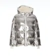 Yves Salomon Fox Detail Hood Quilted Down Jacket In Silver