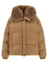 Yves Salomon Down Jacket With Mittens Puffer Jackets Beige In Brown