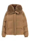 Yves Salomon Down Jacket With Mittens In Brown