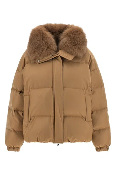 YVES SALOMON DOWN JACKET WITH MITTENS