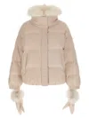 Yves Salomon Down Jacket With Mittens Puffer Jackets White In Neutral