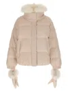 Yves Salomon Down Jacket With Mittens Puffer Jackets White In Pink