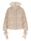 Yves Salomon Down Jacket With Mittens Puffer Jackets White In Pink