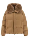 Yves Salomon Down Jacket With Mittens Puffer Jackets Beige In Sand