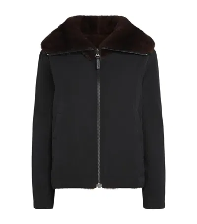 Yves Salomon Down-mink Reversible Puffer Jacket In Black