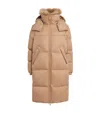 Yves Salomon Down-shearling Puffer Coat In Brown