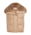 Yves Salomon Down-virgin Wool-mink Gilet In Brown