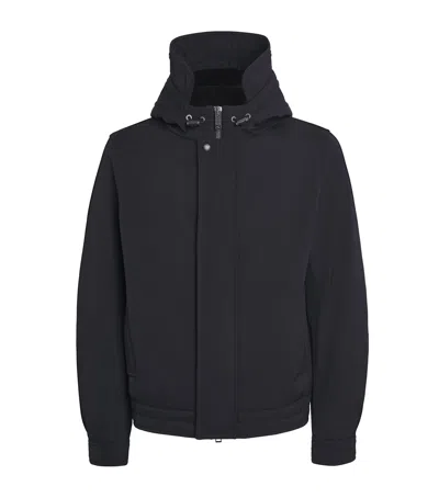 Yves Salomon Down Waterproof Shearling-lined Short Parka In Blue
