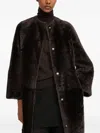 Yves Salomon Draped Shearling Coat In Brown