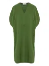 Yves Salomon Draped Twist-front Midi Dress In Green